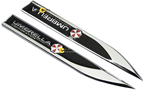 E474 ein Paar Umbrella Emblem Zeichen Badge auto Abziehbild aufkleber 3D seite Car Sticker, Schwarz