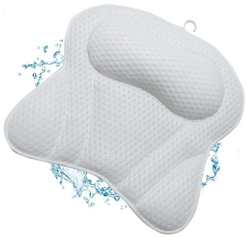 Penelife Badewannenkissen mit 6 Saugnäpfen, weiß | Ergonomisches Badekissen mit 4D Luftmaschen Technologie - Nackenkissen für eine optimale Entspannung - Badewannen Kissen