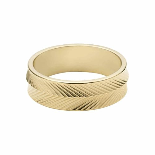 Fossil Damen-Edelstahlband Ringe, 9, Ernte-Gold