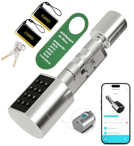 Elektronisches Türschloss 30/30 60mm to 45/45 90mm Umschaltbare Größe mit Schlüssel Fingerabdruck Tuya App Fernautorisierung Geeignet für Türen die meisten EU - Türschlösser DIY Montage