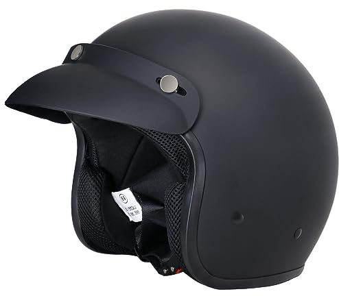 Zorax ZOR-604 Mattschwarz L (59-60cm) Offenes Gesicht Motorradhelm Jethelm Damen und Herren Rollerhelm ECE 2206 Genehmigt
