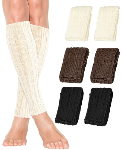 3 Paare Stulpen Damen, Stricken Stulpensocken, Leg Warmers Y2K, Overknee Beinwärmer Beinstulpen für Herren mädchen, Stiefelsocken Ballett Eiskunstlauf, 80-90Er Jahre Outfit, Hippie Winter Accessoires