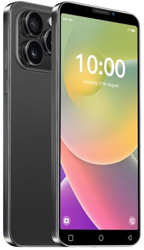 JtQtJ Cheap Mobile Phone, Android OS with 5.0 Inch IPS Display, Dual SIM, Dual Cameras, 16GB ROM (Expandable to 128GB), WiFi, GPS, Bluetooth, Face ID Basic 3G Phones (JtQ15P-Black)