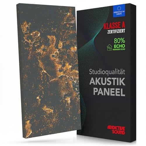 Addictive Sound Akustikbild Schallabsorber 100x50x6 cm, Gold 1 | Breitbandabsorber ab 100 Hz, Kunstdruck auf Akustikstoff, EU-Produktion, Wand- und Deckenmontage-Set inklusive