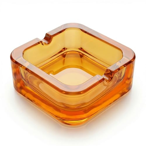 Kristall Glas Aschenbecher für Zigaretten, Vintage Quadrat Design für Zuhause, Büro, Bar oder Heavy Duty Clear Aschenbecher für Tischplatte Gebrauch