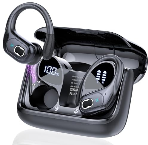 STECEi Kopfhörer Sport, 2025 in Ear Kopfhörer Kabellos Bluetooth 5.4 mit HD Mic, 75Std HiFi Stereo Bluetooth Kopfhörer mit Ohrhaken, Comfort Fit, IP7 wasserdichte Ohrhörer für Sport Arbeit Studium