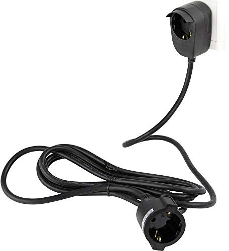 REV Verlängerungskabel 5m POWERSPLIT - erhält stationäre Steckdose, schwarz | 3500W |PVC Kabel (H05VV-F) | erhöhter Berührungsschutz