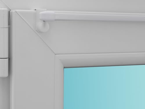 Gardinenstange/Vitragestange Easy, weiß, ausziehbar, oval, inkl. Fensterhaken/Befestigung für einen Klemmbereich (Fensterdicke) von 15-20 mm, Befestigung oben oder seitlich am Fenster (60-80cm)