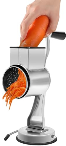 Gemüseschneider, Multifunktionaler Edelstahl Trommelreibe Drehreibe Küchen Gemüseschneider Nussmühle, Käsereibe mit Kurbel, mit 5-Trommeln, für die Küche für Obst und Gemüse