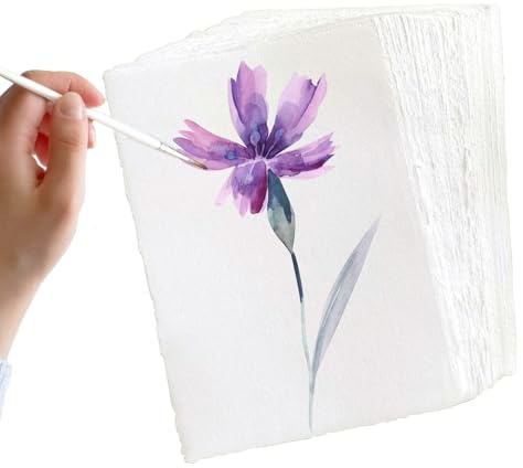30 Blätter Büttenpapier A6, Baumwolle Aquarellpapier 300GSM Dickes Handgeschöpftes Papier für GrußKarten DIY Gemälde Briefe Einladungen Zeichnen Skizzieren Schreiben (10,2 x 15,2cm)
