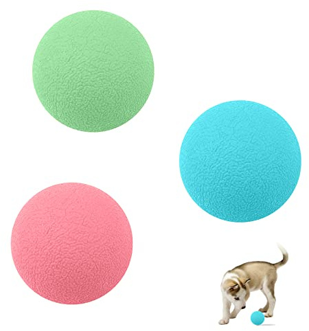 3Stück Hundeball Spielzeug 4cm Gummi Hundespielzeug Ball Unzerstörbares Hundespielzeug Kauspielzeug Elastische Toss Ballspielzeug für Hund Welpen Katzen Interaktives Hundespielzeug für Training