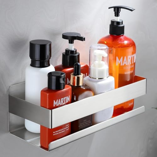 Cooeco Duschablage ohne Bohren - Duschkorb Selbstklebend Badezimmer Regal | Rostfrei, Platzsparendes Duschregal für Shampoo und Duschgel und Küchenregal ohne Bohren
