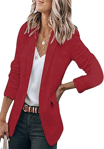 EFOFEI Damen Leichte Bürojacke Einreihig Anzug Tailo Strickjacke Blazer Revers Vorne Offen Anzug Mantel
