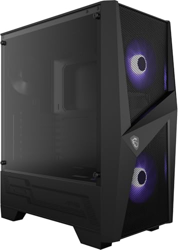 MSI MAG Forge 100M Mid-Tower ATX Gehäuse (2X USB 3.1 Anschluss, 2X 120mm A-RGB Fan und 1x 120mm Fan im Lieferumfang, schwarz, RGB)