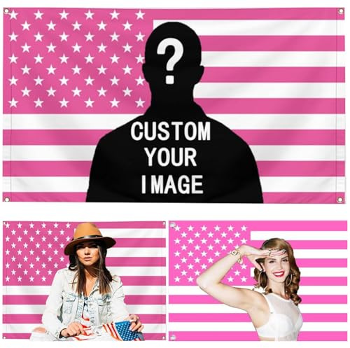 Amerikanische Flagge, personalisiert, 60 x 90 cm, lustiges Tapisserie-Poster für Schlafsäle, Schlafzimmer, Clubs, Konzerte, Bars (rosa Flagge)