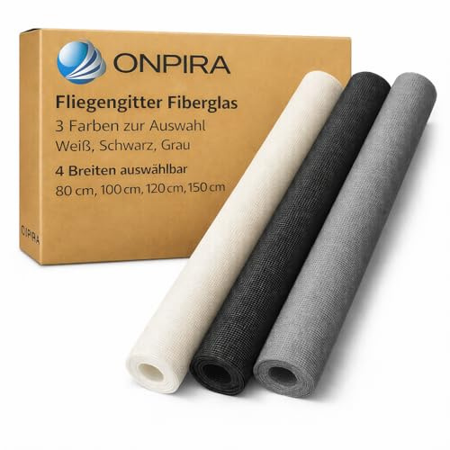 Fliegengitter Fliegenentz aus Fiberglas in Schwarz Insektenschutz, Fensterfliegengitter, Fensterfliegennetz, Insektenschutz Balkon Grösse 120x250cm(120 x 250 cm, schwarz)