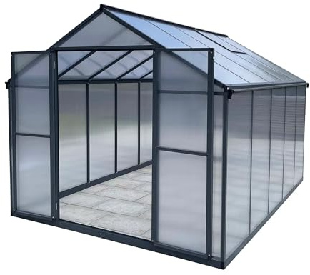 Aluminium Gewächshaus für den Garten 7,33m² inklusive 238 x 301cm Fundament Doppeltür vielseitig nutzbar als Treibhaus,Frühbeet Aufzucht,Tomatenhaus und Pflanzenhaus