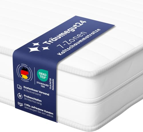 Träumegut24 AquaFlex 7-Zonen Kaltschaummatratze 90x200cm, 16cm, H4 | Ergonomisch, Bezug abnehmbar & waschbar, Hypoallergen & Antibakteriell, OEKO-TEX Standard 100