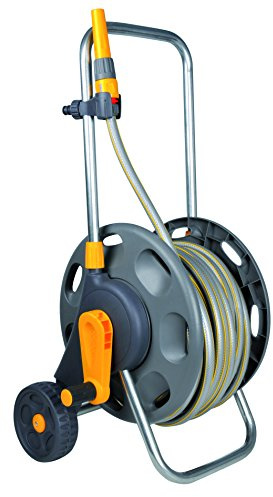 HOZELOCK - Schlauchwagen Plus 50 M (Ø 12,5 mm) montiert: Maximale Kapazität 60 M, Stabil und robust für den allgemeinen Gebrauch, Montiert mit 50 M Schlauch, 1 Spritzdüse + Anschlüsse [2435R0000]