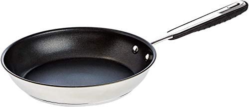 Amazon Basics Edelstahl-Bratpfanne mit Antihaftbeschichtung - induktionsgeeignet, mit bequemem Griff - 28 cm