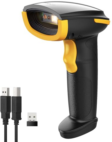 Inateck Barcode Scanner Kabellos, 1D 2D QR Code Scanner, 3-in-1 Handscanner mit Bluetooth, 2,4 GHz und Kabel, 2600mAh für 3 Monate Standby, mit APP und SDK, Bildschirm-Scannen Unterstützt, BCST-23
