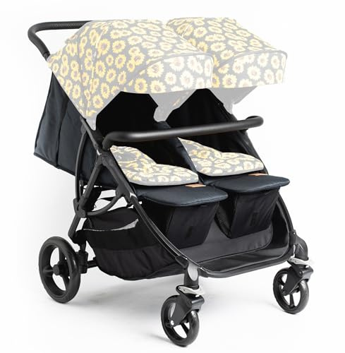 Roma Gemini 2 Doppel-Kinderwagen-Basis | Verdeck für kompakten, schmalen, 69 cm breiten Zwillingskinderwagen | Geeignet für Neugeborene bis 22 kg pro Sitz, Einzelsitzeinheiten für Baby | Nur