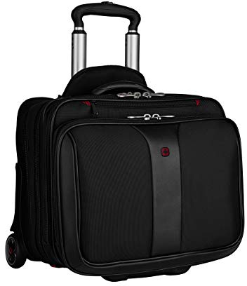 WENGER Patriot Aktenkoffer, 2 in 1-Laptop-Tasche zum Rollen, Notebook bis 17 Zoll, 32 l, Damen Herren, Büro Business Uni Schule, Schwarz, 600662