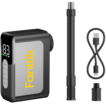Fanttik X10 Ace Mini akku Fahrradpumpe, Elektrische Fahrradluftpumpe | digitaler Manometer, Auto-Stopp, mit Presta- und Schrader-Ventil, für Rennrad, Mountainbike, Motocross und E-Bike