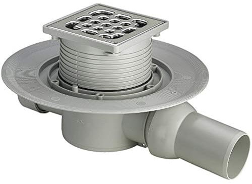 Viega 557119 Badablauf Advantix Modell 4935.1 mit Aufsatz, 100 x 100 mm, Grau, Edelstahl.