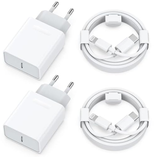 25W Schnellladegerät und Ladekabel für iPhone 14/14 Plus/14 Pro/14 Pro Max/13 12 11 SE, 4-Pack USB C Ladegerät 2M Schnellladekabel Stecker Netzteil Power Adapter Ladestecker Netzstecker