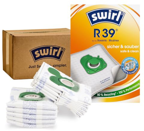 Swirl® R 39® Staubsaugerbeutel für z.B. Rowenta RO 6383, RR X-Porer, 10 St. | Passend für z.B. Rowenta RO 6383 Silence Force Compact, RO 7793 Silence Force, Robot RR8L85WH, RR9695WH X-Plorer, 10 Beutel
