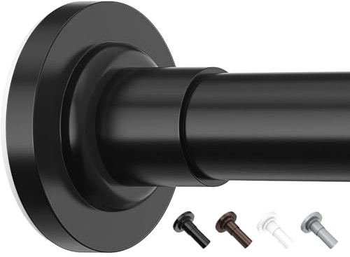 Yeabett Gardinenstange Ohne Bohren, 48-119.4cm Duschvorhangstange Teleskopstange Klemmstange für Gardinen, Vorhangstange Schwarz