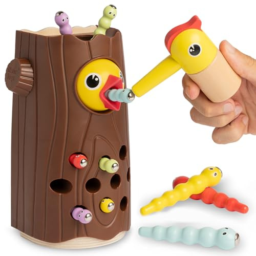 Nene Toys Kleiner Specht – Magnetspielzeug für Kinder ab 2 Jahren – Lernspiel für Kleinkinder mit Farben & Magneten – Spielzeug zur Förderung der Feinmotorik – Geschenk 2 3 Jahre Jungen Mädchen