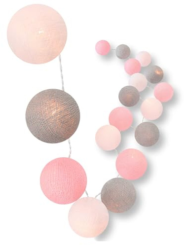 CREATIVECOTTON LED Lichterkette mit Cotton Balls inkl. Timer und Dimmer (20 Kugeln, Home Sweet Home)
