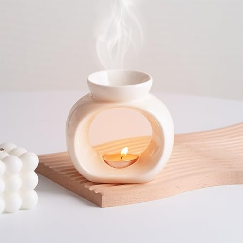Gwezmxs Weiß Aromatische Duftlampen, Teelicht Öl Duftgefäße, Keramik Duftstövchen für ätherische Öle, Duftwachslampen, Aromalampen, Perfekt für ein stimmungsvolles Zuhause