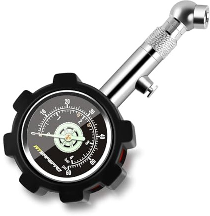 ATsafepro Reifendruckprüfer Geeicht 4Bar 60Psi, Analog Auto Luftdruckprüfer ANSI B40.1 genau mit 1.5 Glow Zifferblatt, professionelle mechanische Reifendruckmesser für Motorräder, Auto,SUV