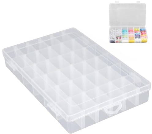 hurifeng Sortierbox - Praktischer Kleinteile Organizer mit 36 variablen Fächern für Bügelperlen； Aufbewahrungsbox für Schmuck；Schrauben und Mini-Accessoires