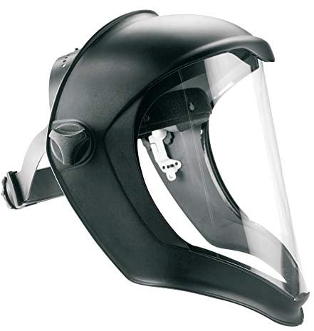 Honeywell 1011623 Bionischer Gesichtsschutz mit transparenter Polycarbonat-Linse, dielektrisches Design, verstellbares Kopfband und Ratschen-Kopfbedeckung, mehrere Neigungswinkel (1 Stück)