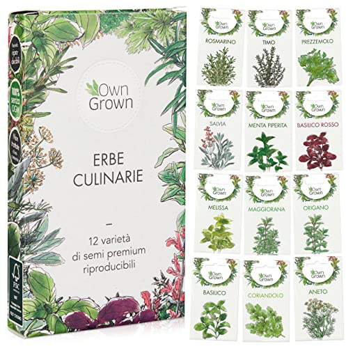 OwnGrown Kräuter Samen Set 12 Sorten Garten und Küchenkräuter - Petersilie, Kräuter der Provence, italienische Kräuter, Koriander Samen, Dill, Kräutersamen für Balkon, und Hochbeet