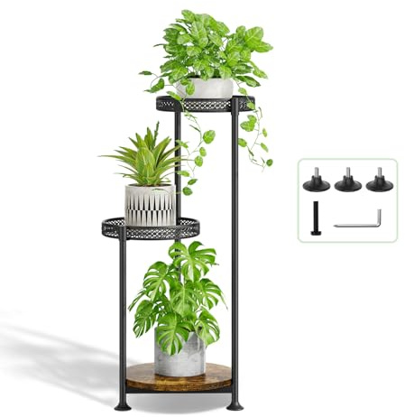 LyTaispuly 3 Etagen Metall-Pflanzenständer Blumenständer Draußen, Corner Blumentreppe Plant Stand Indoor, Pflanzenregal Blumenregal Display Rack für Wohnzimmer Outdoor-Balkon Garten Terrasse, schwarz