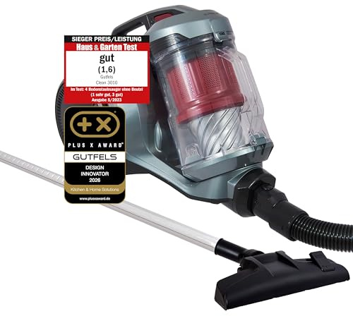 Gutfels Clean 3010 Staubsauger beutellos - Multi-Zyklon mit HEPA-Filter | Bodenstaubsauger ohne Beutel mit 3L Behälter, Parkettdüse & Turbodüse, stufenlose Regulierung, ideal für Allergiker