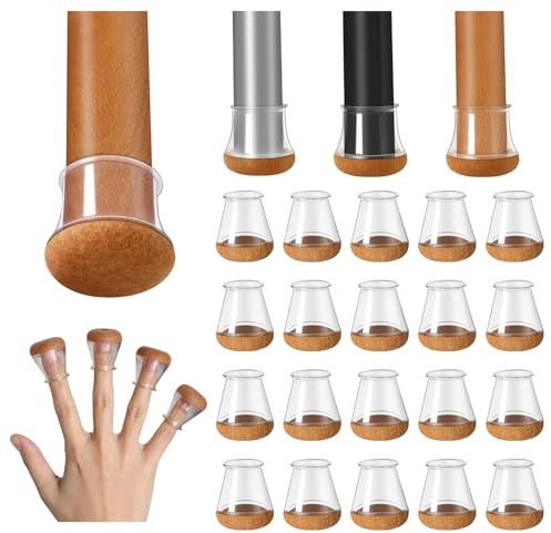 20 Stück Stuhlbeinkappen Rund Silikon Schutzkappen für Stuhlbeine, Filzgleiter für Holzböden, Laminat und Fliesenböden, Transparent Klein Stuhlbeinschoner Bodenschutz Durchmesser 14-20mm