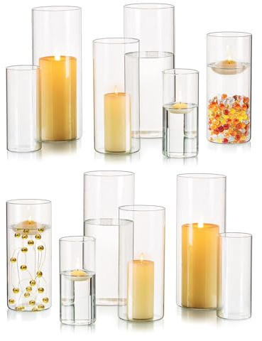 Kerzengläser Glaszylinder für Kerzen Windlicht Glas: Hewory 12er Vasen Set Kerzenglas Gross Glasvase Zylinder für Tischdeko Hochzeit Weihnachten - Gläser für Kerzen Glaszylinder mit Boden