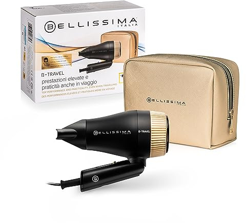 Bellissima Reisehaartrockner, tragbar und kompakt, 1400 Watt, klappbarer Griff, Präzisionskonzentrator, 2 Luft/Temperatur-Kombinationen, Reiseetui, Geschenkidee