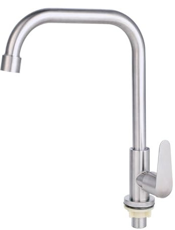Kaltwasserhahn - Wasserhahn nur für Kaltwasser, 304 Edelstahl, 360° Drehbar mit Einhebelmischer, Geeignet für Spüle, Küche oder Hauswirtschaftsraum（Geeignet für Durchmesser 2.1-4.0cm）