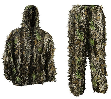 PELLOR 3D Ghillie Suit Tarnanzug, Dschungel Kostüm, Grün | Camouflage Anzug, Tarnkleidung Herren, für Wald Versteckt, Outdoor, Jagen