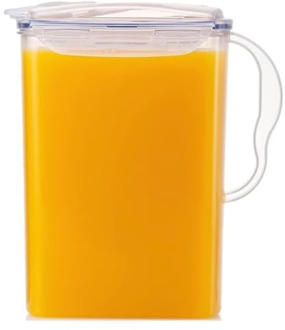 LocknLock Kühlschrankkrug, Kunststoffkrug mit Klappdeckel, Water Jug - Krug mit Deckel, Saftkrug Saftkanne, Wasserkrug mit Griff, BPA-frei (Transparent, 3000 ml)
