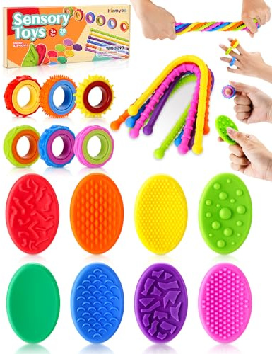 Kizmyee 20 Stück Fidget Toys Set, Stress Spielzeug für Kinder und Erwachsene, Sensorik Spielzeug für Anti Stress, Angst, Adhs & Autismus, Kindergeburtstag gastgeschenke