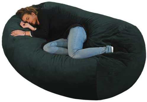 bananair Sitzsack XXL mit Füllung für Kinder und Erwachsene, 160 x 90 x 60 cm - Weich und Bequem - Maschinenwaschbarer Bezug - Sitzsack Sofa (Schwarz)