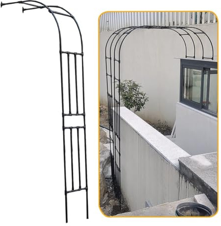 Rosenbogen halbbogen Gartenbogen, 60cm 90cm 120 cm 150cm 180cm 220cm Rankhilfe Rankgitter Kletterpflanzen Torbogen Metall, PE-Beschichtung Stahlrahmen Wetterfest ( Farbe : Schwarz , Größe : W120xH240x